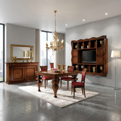 Dining Room Set Furniture Design Wood Furniture Sideboard 4x Chair Table Complete 7-piece Set.