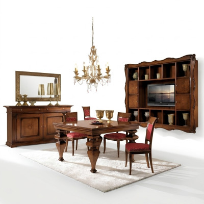 Dining Room Set Furniture Design Wood Furniture Sideboard 4x Chair Table Complete 7-piece Set.