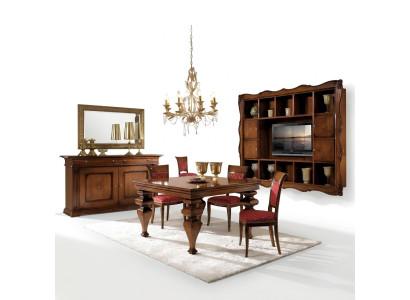 Dining Room Set Furniture Design Wood Furniture Sideboard 4x Chair Table Complete 7-piece Set.