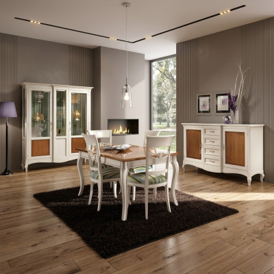 Dining room set suite sideboard chairs 4x display cabinet group dining group display cabinets 7-piece.