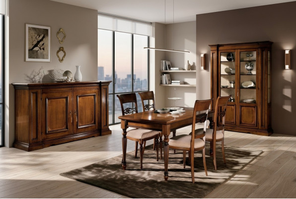 Dining room set suite chairs 4x showcase group dining set display cabinets 7-piece. Sideboard