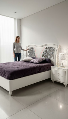 Bed frame wood double bedroom white modern double bed furniture bed beds new