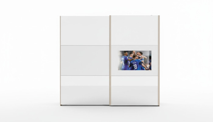 Wardrobe cabinets clothes closet luxury wood sliding doors TV with television