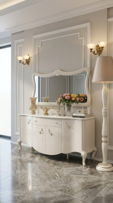 Chest of Drawers Cabinet Shelf Console Furniture Wooden Cabinet 2-piece Set Chest of Drawers Mirror New