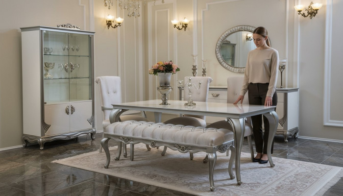 Dining Room Set 9-piece Dining Table Chair Sideboard Display Cabinet Mirror Dining Tables Wood