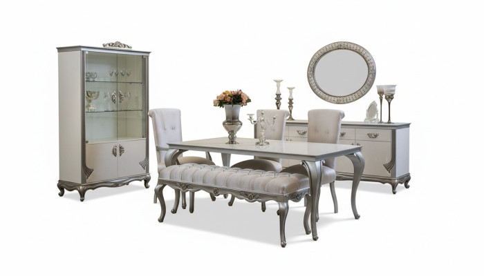 Dining Room Set 9-piece Dining Table Chair Sideboard Display Cabinet Mirror Dining Tables Wood