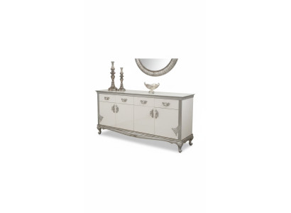 White dresser with practical drawers and elegant shelves
