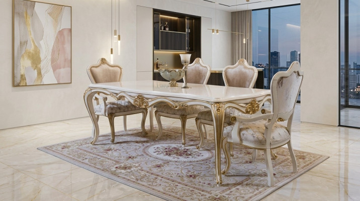 Dining room dining table chair set group set table suite luxury 5-piece set.