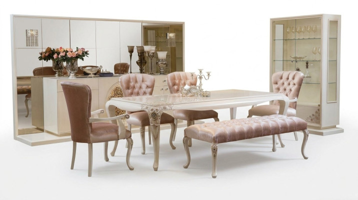 Dining room set table sideboard 4x chair set display cabinet stool 8-piece new.
