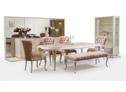 Dining room set table sideboard 4x chair set display cabinet stool 8-piece new.