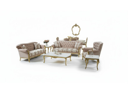 Luxury Sofa Couch Set 5-piece Sofa Suite 3+2+1 Coffee Table Side Table Armchair