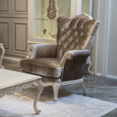 Luxury design armchair classic throne armchair living room chesterfield new