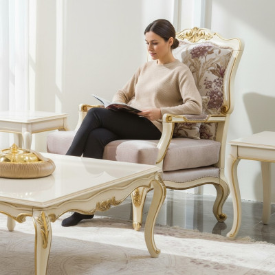 Luxury furniture design armchair classic design throne textile living room
