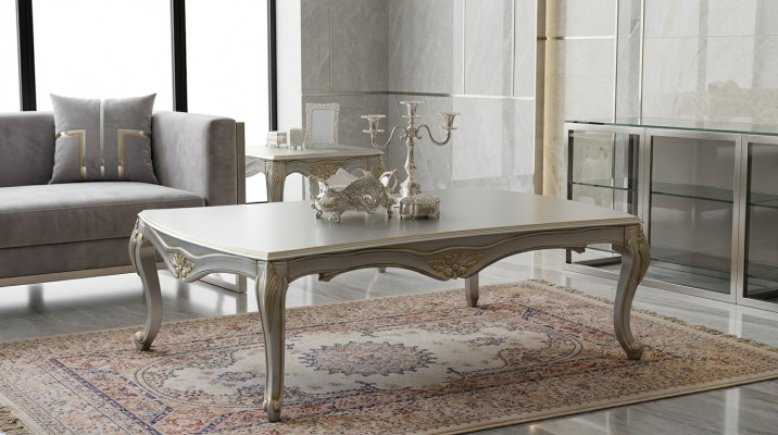 Luxury coffee table classic coffee tables gold silver table wood