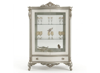 Classic Silver Display Cabinet French Style Furniture Sideboard Glass Cabinet