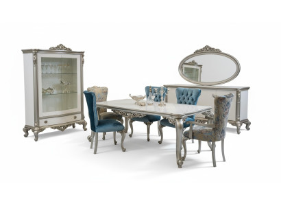 Dining room set ensemble display cabinet table 6x chair sideboard mirror Art Deco 10-piece set