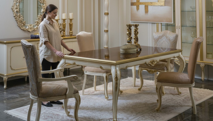 Dining room table chair set group ensemble table tables ensemble luxury 5-piece.
