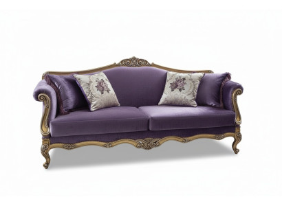 Three-seater sofa 3 seater couches luxury couch velvet baroque rococo violet