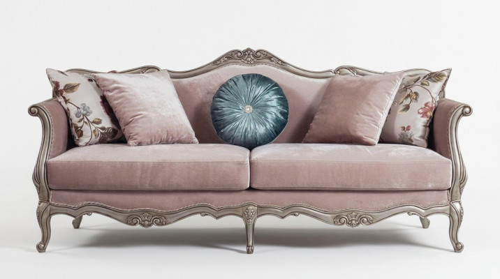 Three-seater sofa 3-seater couches luxury upholstered fabric lilac