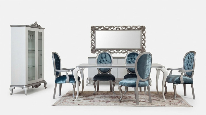 Design dining room set 8-piece chair sideboard display cabinet mirror dining tables wood