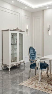 Display Cabinet White Glass Cabinet Design Classic Cabinet Luxury Wood Furniture