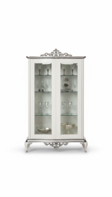 Display Cabinet White Glass Cabinet Design Classic Cabinet Luxury Wood Furniture