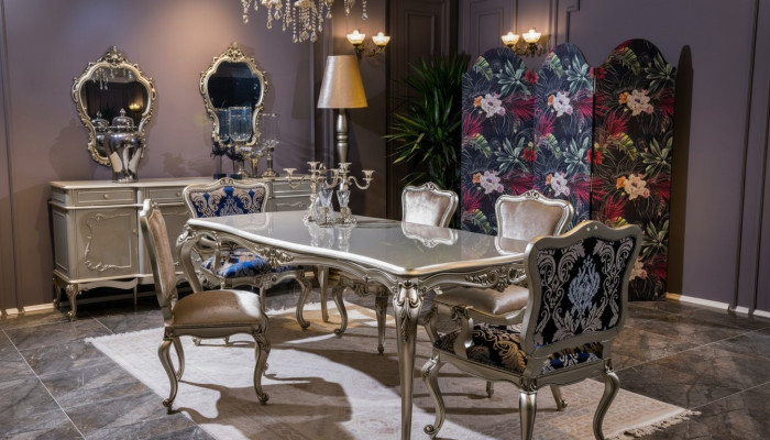 Luxury Dining Room Set Table + 6x Armchairs Chair Dining Group Dining Suite 7-piece
