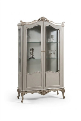 Light gray display cabinet Baroque Rococo cupboard glass cabinet showcase classic