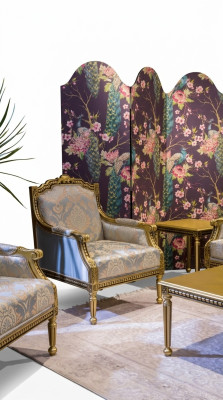 Armchair Single Luxury 1 Seater Upholstered Seat Designer Textile Seat Fabric Art Deco