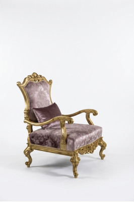 Armchair Single-Seater Luxury 1-Seater Upholstered Seat Baroque Textile Fabric Art Deco