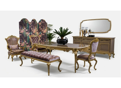 Classic dining room set table chair set sideboard mirror stool 6-piece