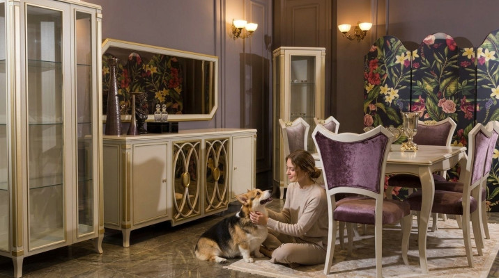 Classic set display cabinet RTV sideboard luxury display cabinet cupboards set 2 pieces.