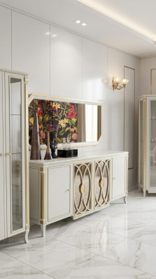 Sideboard Luxury Wood Cabinet Living Room Glass Cabinet New