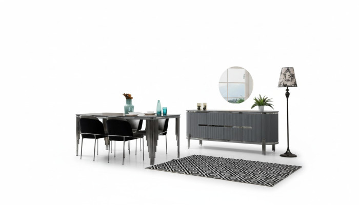Dining room set luxury dining table chair group suite wood table sideboard set 6-piece.