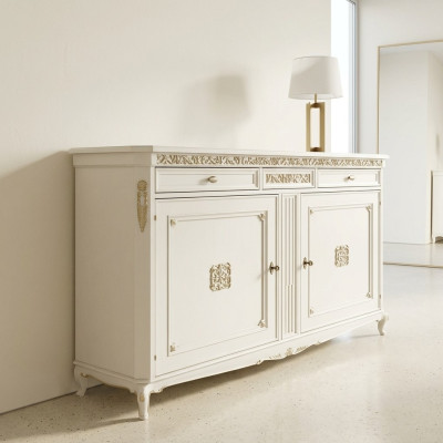 Classic Antique Style Dresser Sideboard Chest Wooden Cabinet Sideboard White New