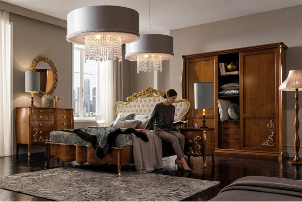 Bedroom set hotel design bedroom luxury bed nightstand dresser 6-piece set