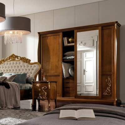 Bedroom wardrobe wood furniture baroque new classic wardrobe cabinets