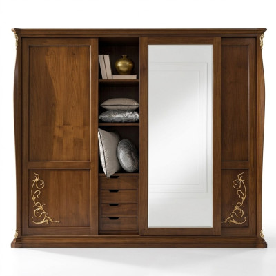 Bedroom wardrobe wood furniture baroque new classic wardrobe cabinets