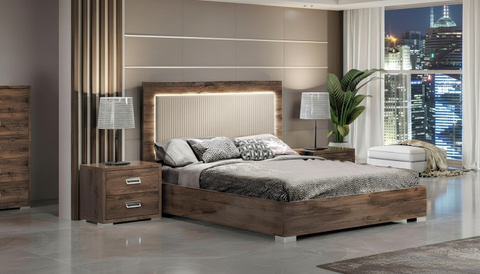Upholstered hotel room bed king size wooden structure 180x200 bedroom