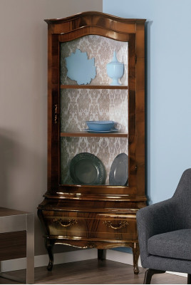 Corner display cabinets, display cabinets, chests of drawers, glass designer cabinet, Rococo.