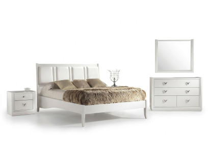 Bedroom bed nightstand dresser mirror set group wood luxury set 5-piece