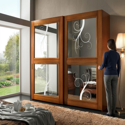 Wardrobe, closet, sliding doors, cabinets, modern furniture, bedroom, Italy