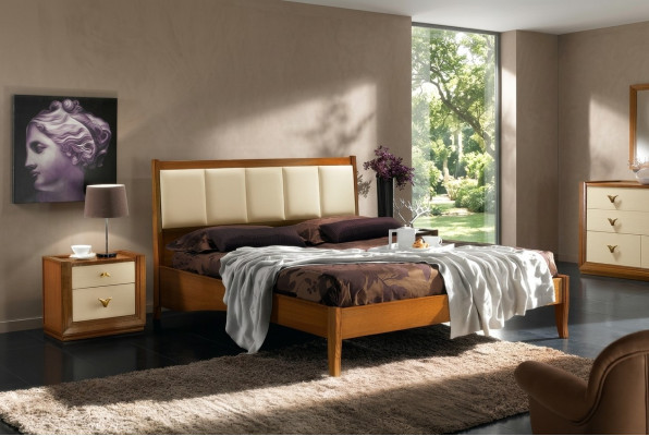 Luxury 3-Piece Set Bedroom Bed Nightstand Double Wooden Bed Frame New