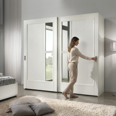 Wardrobe sliding doors bedroom closet wall cabinets wood mirror new