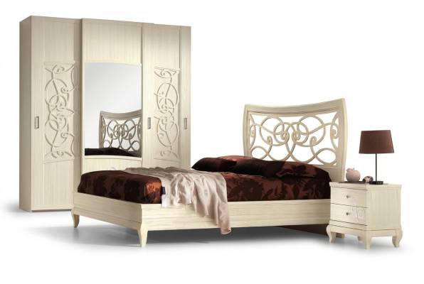 Luxury bed bedside tables double bed frame set 3-piece bedroom