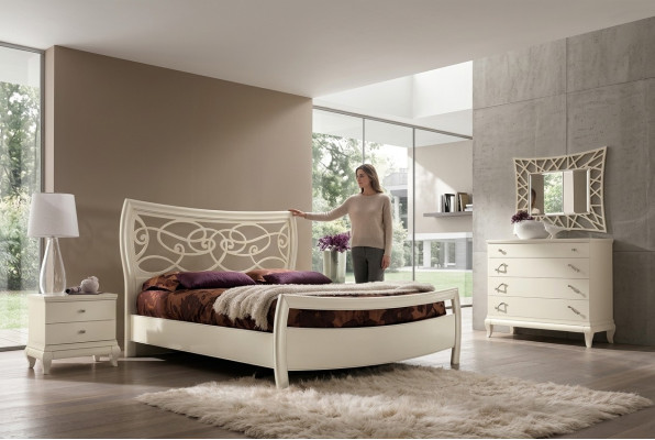 Bedroom bed nightstand dresser mirror set group beds set 5-piece.