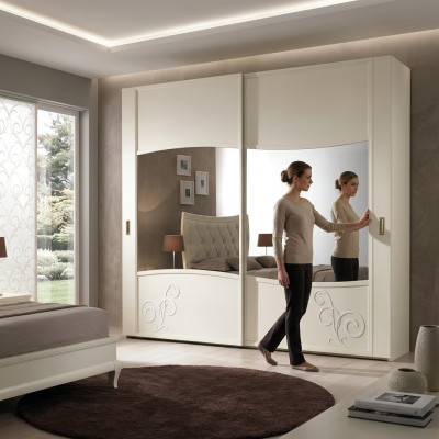 Luxury wardrobe with sliding doors bedroom closet cabinets wood design