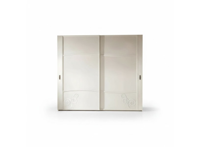 Wardrobe closet with sliding doors, bedroom wall, wood design cabinets
