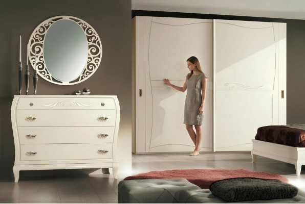 Dresser Mirror Dressers Cabinet Shelf Console Furniture Wooden Cabinet Italy Set 2-piece.