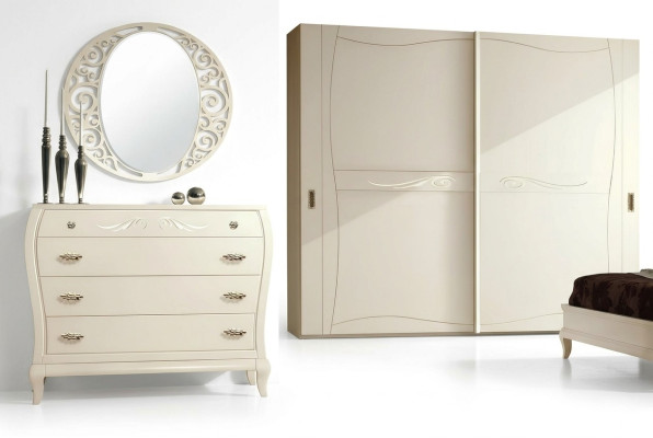 Dresser Mirror Dressers Cabinet Shelf Console Furniture Wooden Cabinet Italy Set 2-piece.